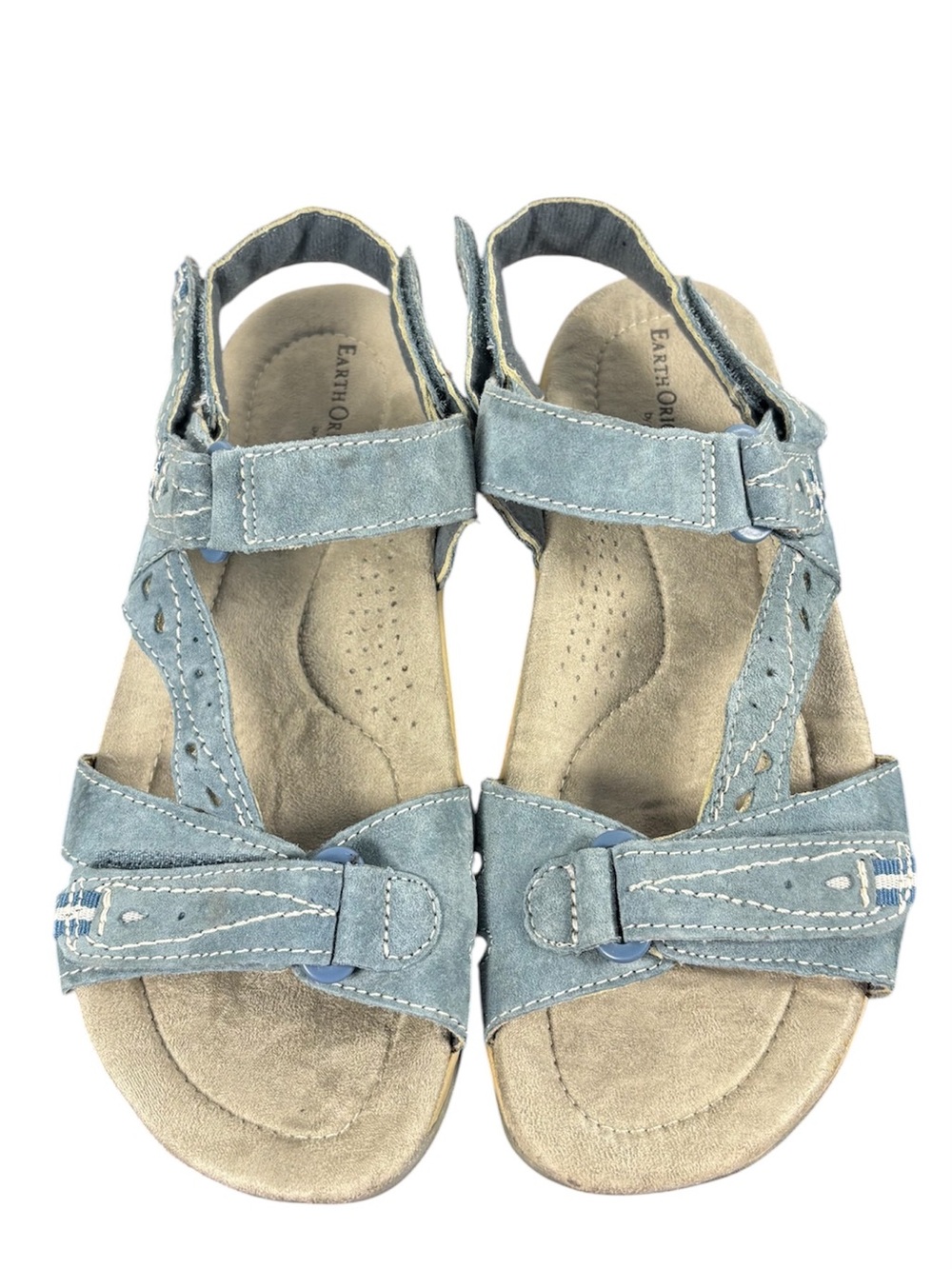 Earth Origins Light Blue Suede Comfort Casual Sandals Leather Straps Hiking